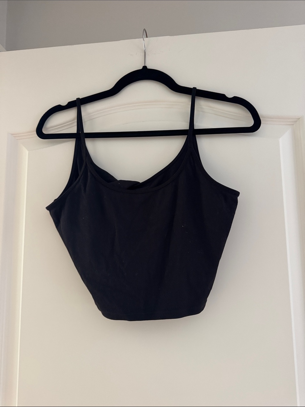 Athleta Black Ribbed Spaghetti Strap Crop Camisole